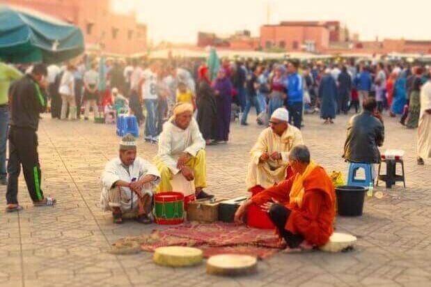 Highlights of a Marrakech trip from Taghazout, featuring iconic landmarks.