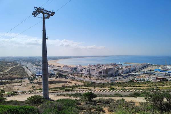 Experience the Agadir cable car ride from Marrakech, offering stunning views of Agadir city and the Atlantic Ocean.